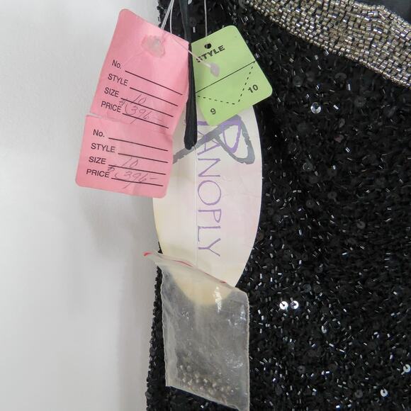 Panoply Atlanta Black Strapless Beaded Sequin Maxi Dress Prom Gown 10 Sparkly - Picture 9 of 10